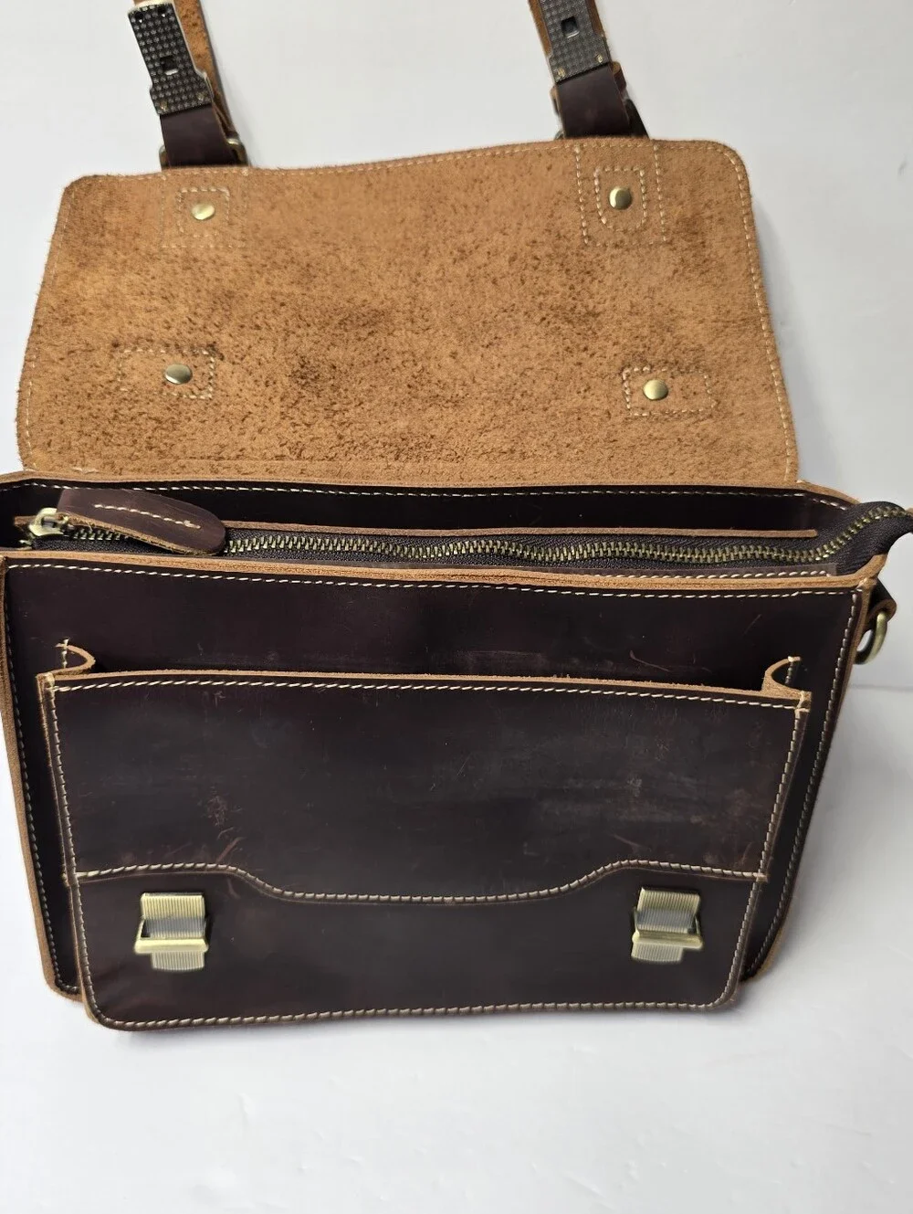 NWOT Men's Hand Crafted Leather Brown Satchel Small Messenger Bag